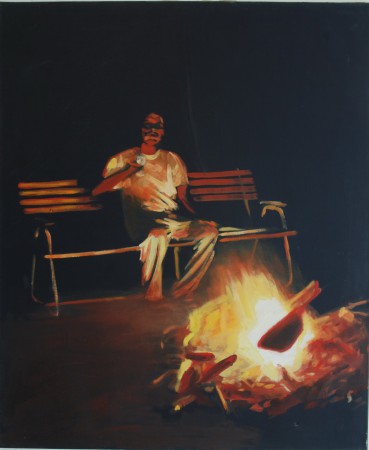 Tábortűz 120x100cm olaj vászon